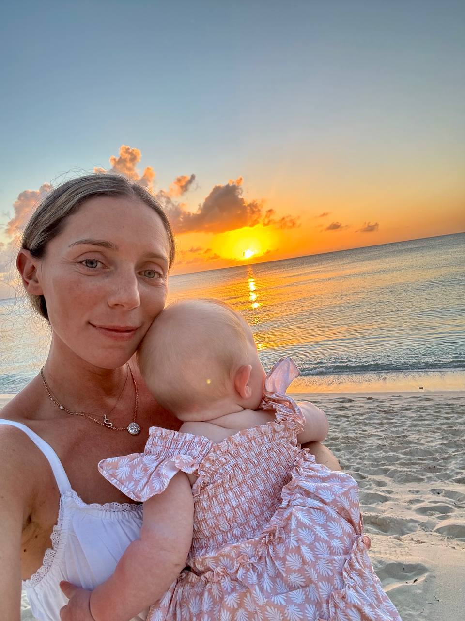 Hallie and Summer at sunset on the beach