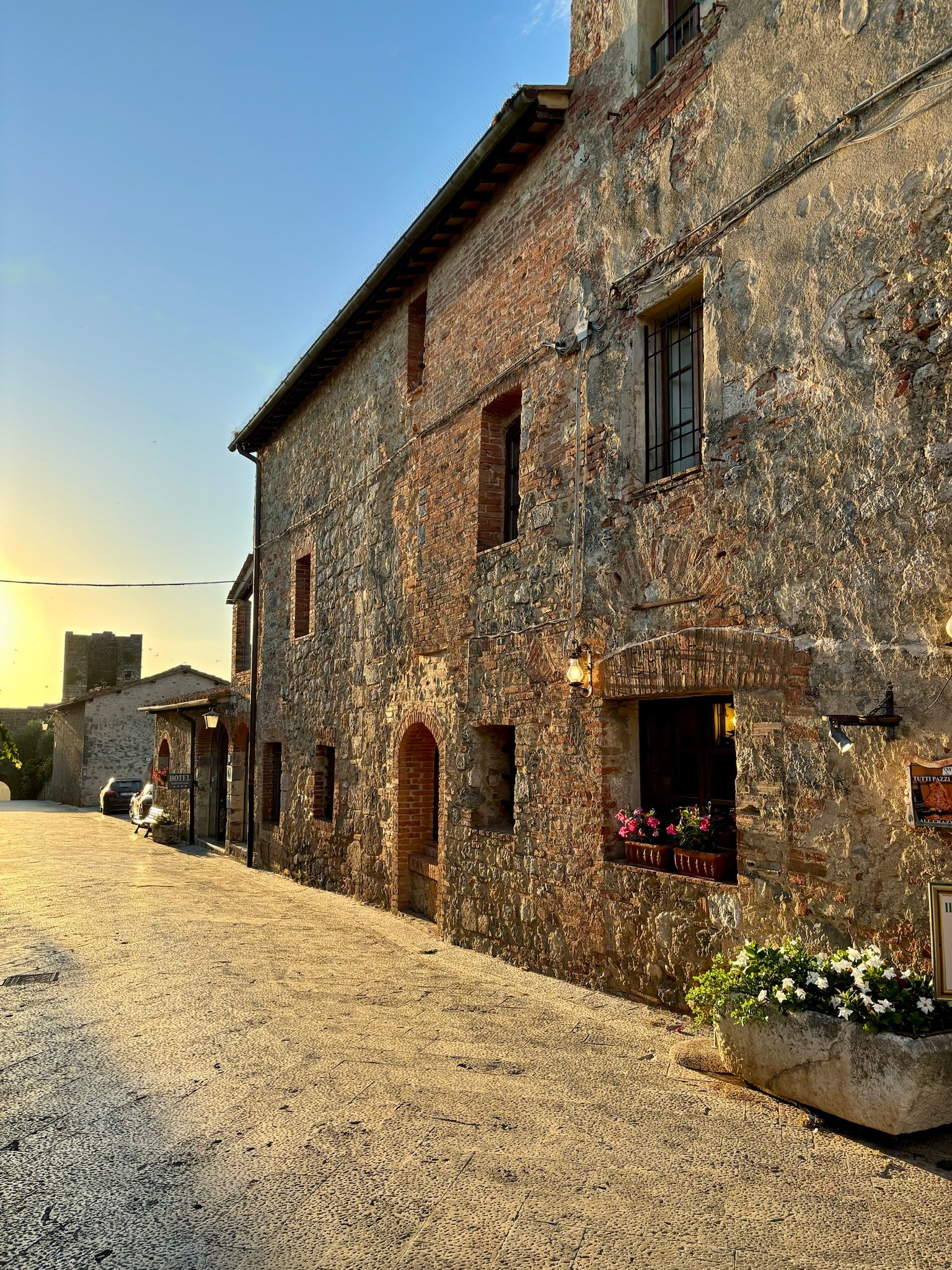 Tuscany village street at golden hour